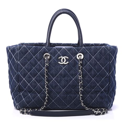 bruine chanel shopper|Chanel denim shopping bags.